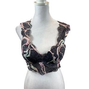 Victoria’s Secret PINK Date Push Up Bralette Grey and Floral Lace Size Medium